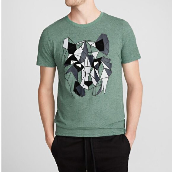 Jack & Jones green mosaic wolf face t-shirt - Picture 1 of 11